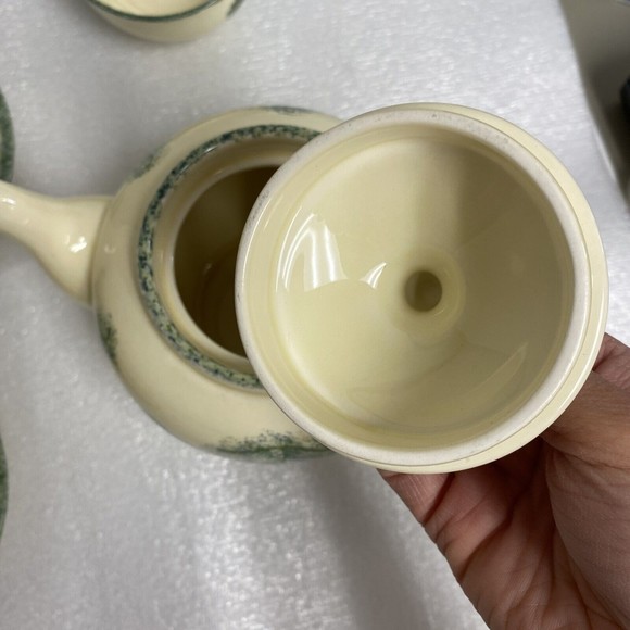 7pc Vintage England Handpaint Poole Pottery Green Vineyard Grape Teapot cup set - Picture 5 of 16